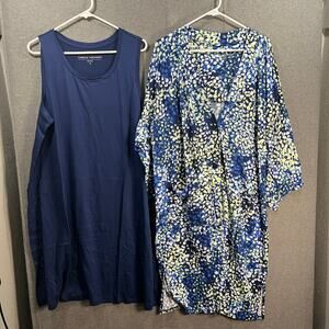 Carole Hochman Chemise and Cardigan Set Navy, X-Large